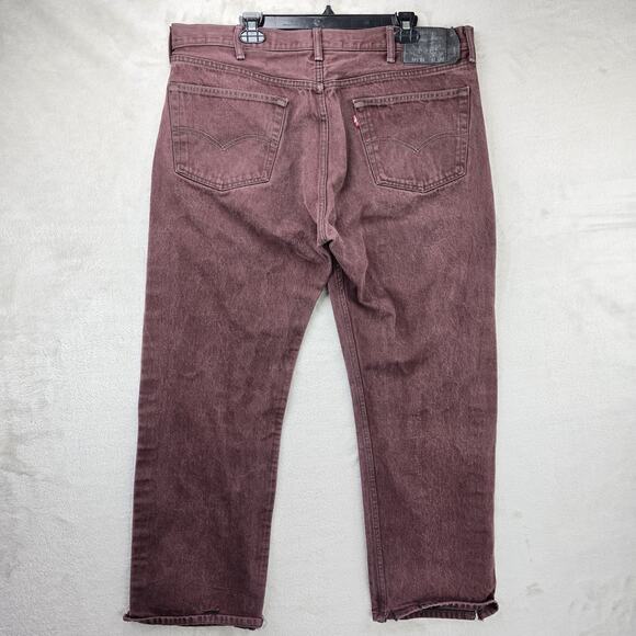 Levis 501xx Jeans Mens 42x32 (Actual 40x29) Maroon Denim Straight Leg Grunge - Picture 8 of 15